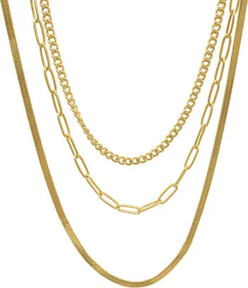 Adornia 14K Yellow Gold Paperclip, Curb, & Snake Chain Necklace Set | Nordstromrack | Nordstrom Rack