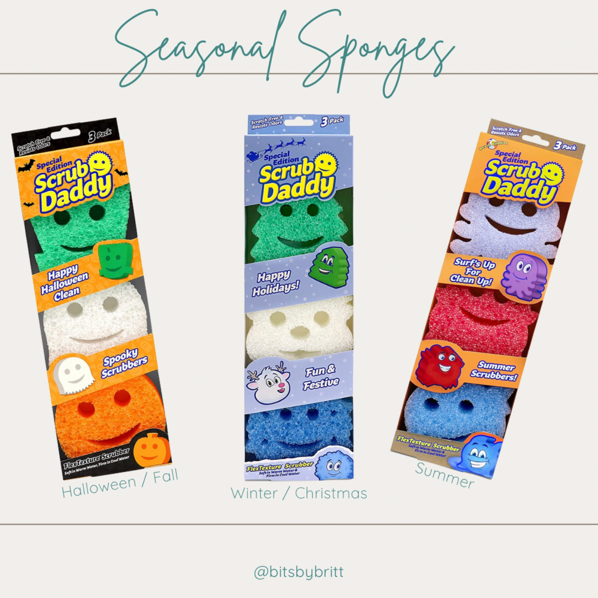 A fun and exciting crunchy slime featuring @scrubdaddy Special Edition  Winter Sponges