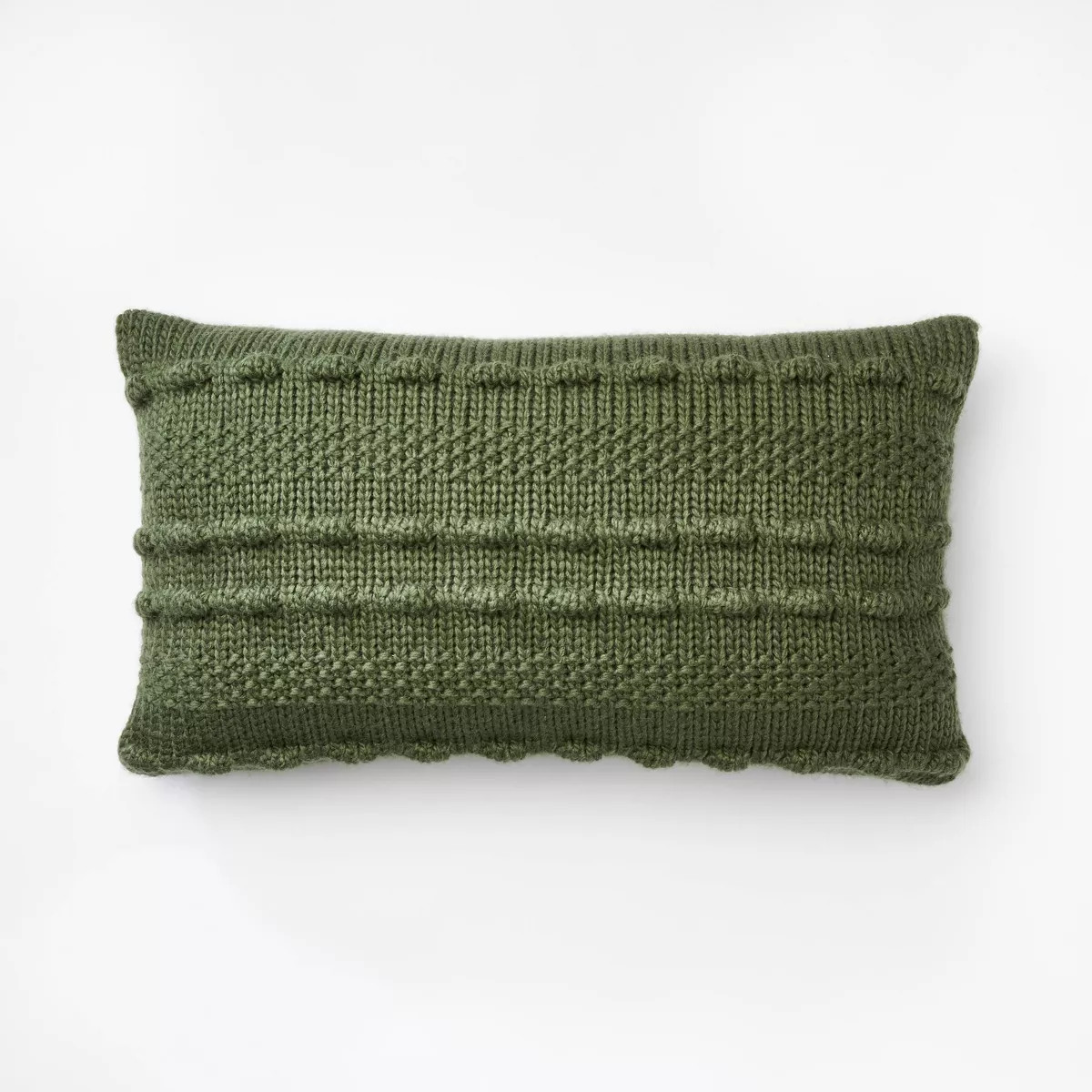 Oversized Bobble Knit Striped Lumbar Throw Pillow Green - Threshold™ designed with Studio McGee | Target