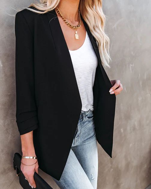 Uptown Girl Pocketed Blazer - Black | VICI Collection