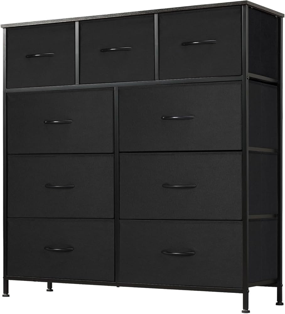 DUMOS Dresser for Bedroom, Storage Drawers, Fabric Storage Tower with 9 Drawers, Chest of Drawers... | Amazon (US)