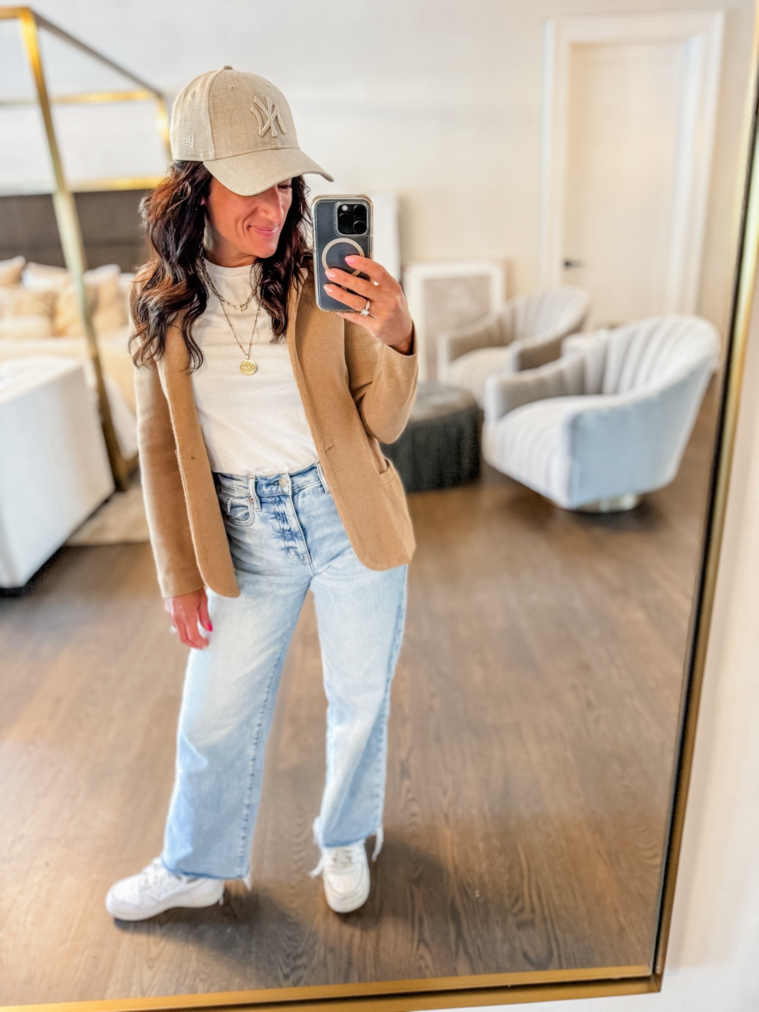 sporty chic • baseball cap • white sneakers • wide leg denim

#LTKOver40 #LTKStyleTip #LTKPetite