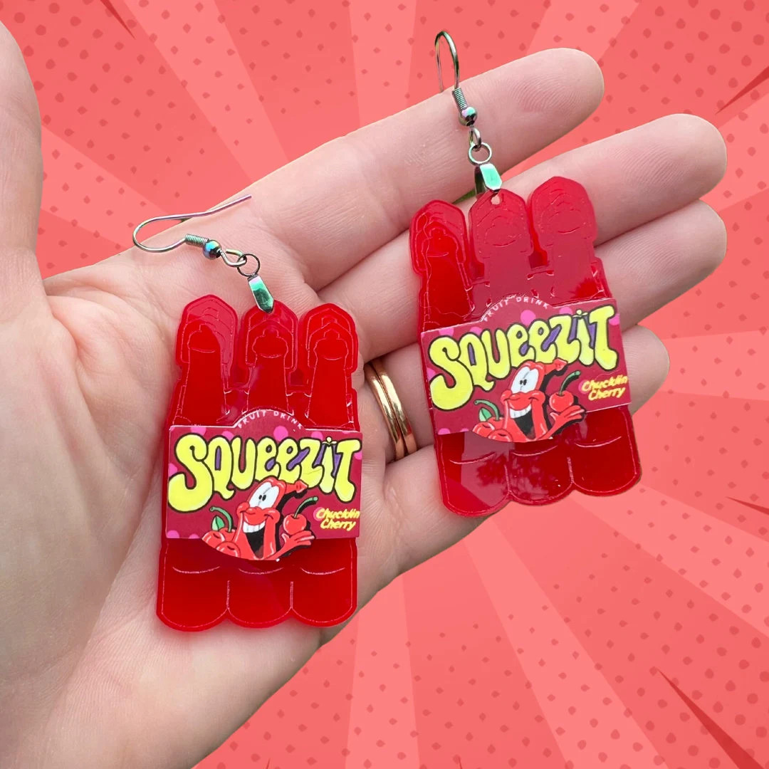 Squeez It 90s Nostalgic Drink Acrylic Dangle Drop Earrings - Etsy | Etsy (US)