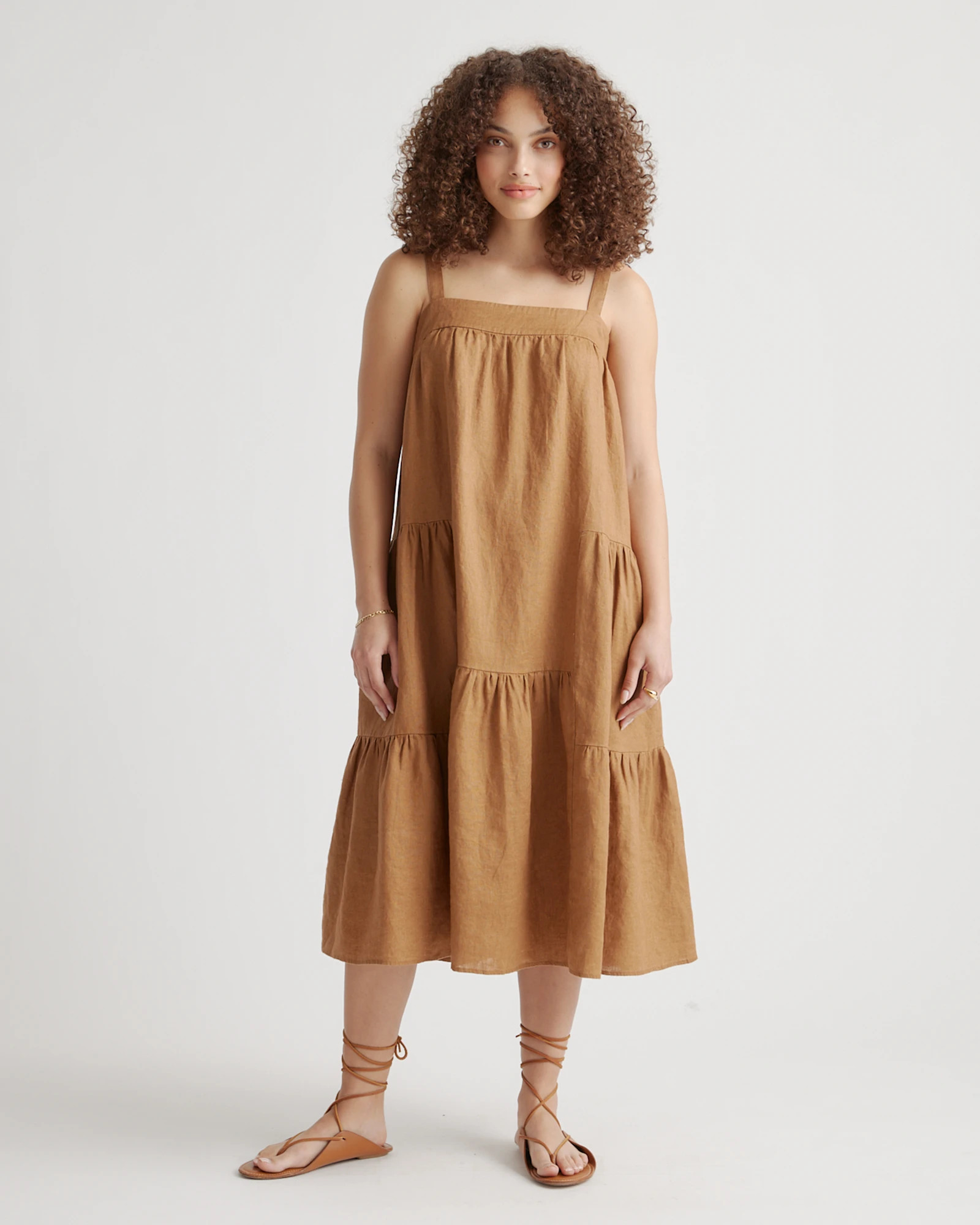100% European Linen Trapeze Midi Dress | Quince