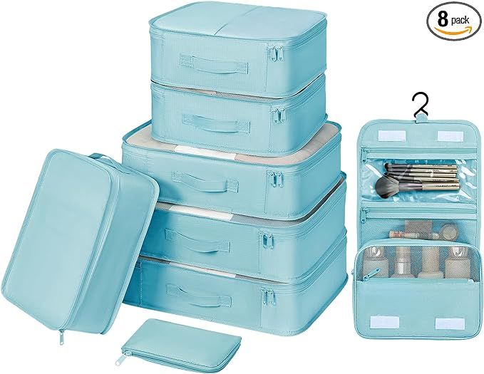 DIMJ Packing Cubes for Travel - 8 Pcs Travel Cubes for Suitcase Lightweight Travel Essential Bag ... | Amazon (US)