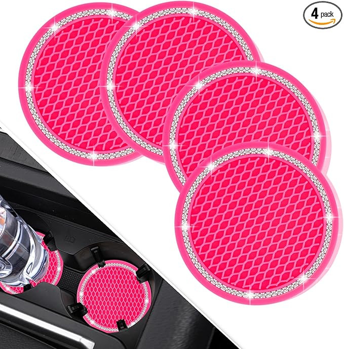 COCASES Car Coasters, 4 Pack Universal Vehicle Bling Car Coaster, Rhinestone Coaster for Cup Hold... | Amazon (US)