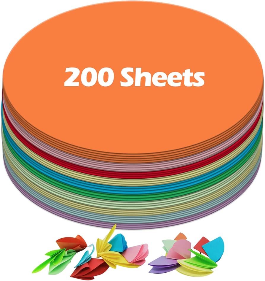 Ezyaid Construction Paper Circles with Assorted Colors 2 Inch, Colored Craft Paper 200 Sheets for... | Amazon (US)