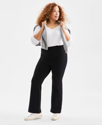 Style & Co Plus Size High-Rise Bootcut Ponte Pants, Created for Macy's - Deep Black | Macy's