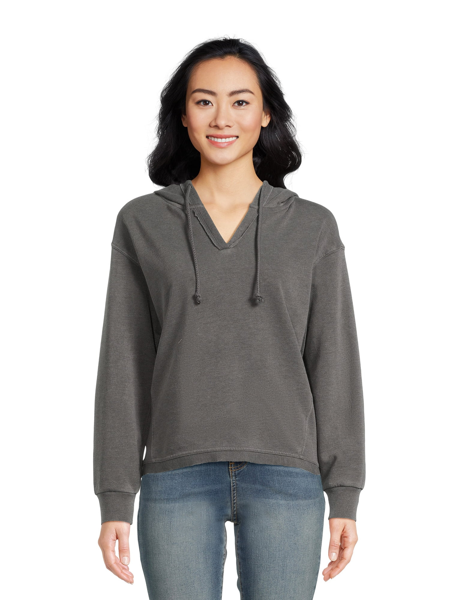 Time and Tru Women's Split Neck Hoodie, Sizes XS-XXXL | Walmart (US)