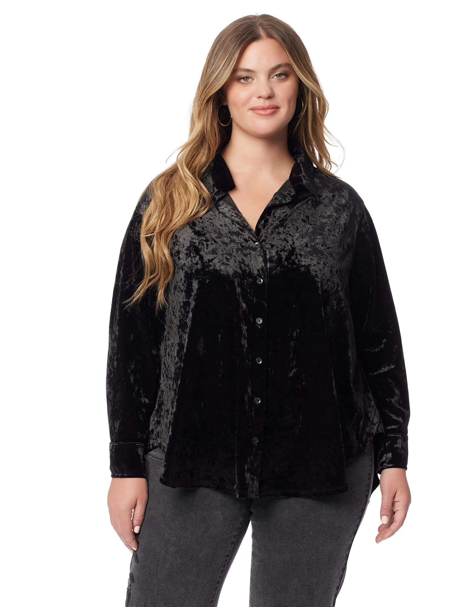 Jessica Simpson Women's Plus Size Romy Velvet Shacket, Sizes 0X-4X | Walmart (US)