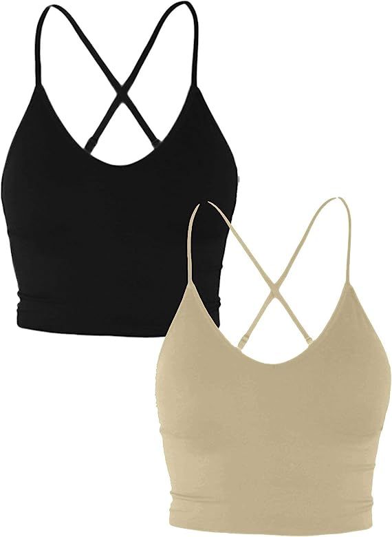 TOP LEGGING Women Padded Workout Sports Bra - Fitness Cami Cropped Yoga Tank Top | Amazon (US)