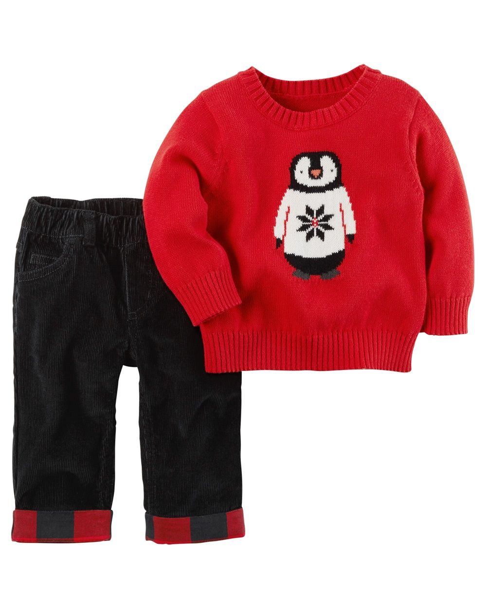 Carter's Baby Boys' 2-Piece Penguin Sweater & Flannel Pant Set, 3 Months | Walmart (US)
