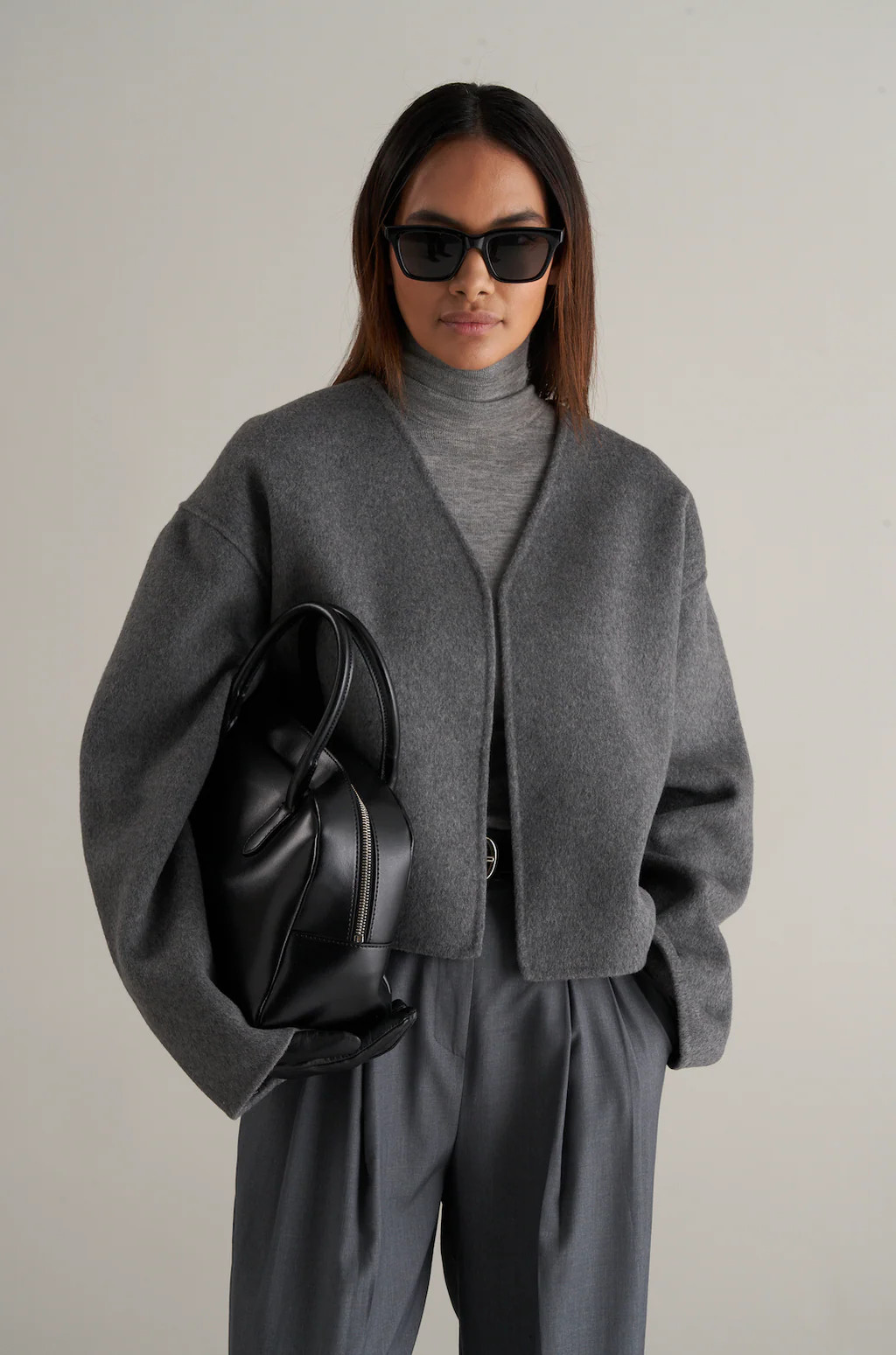 Lana Cropped Wool Jacket Grey | Marcela London