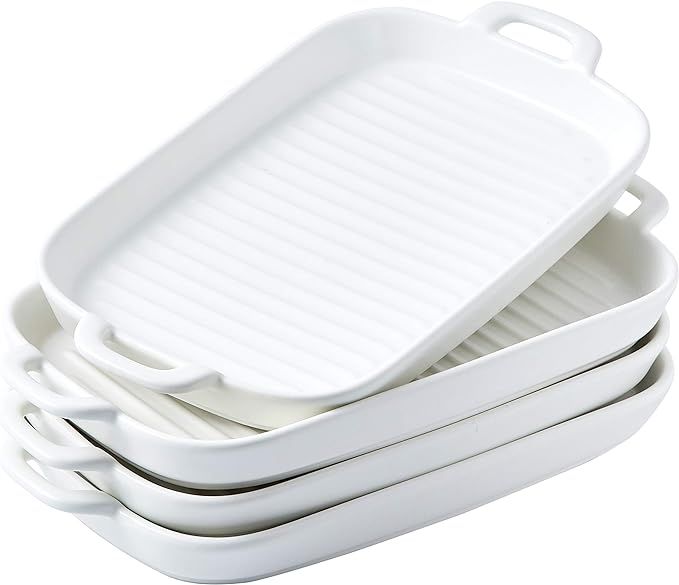 Bruntmor 10" X 6" Set of 4 Serving Platters Porcelain Serving Plates Matte Glaze Baking Dish Dinn... | Amazon (US)