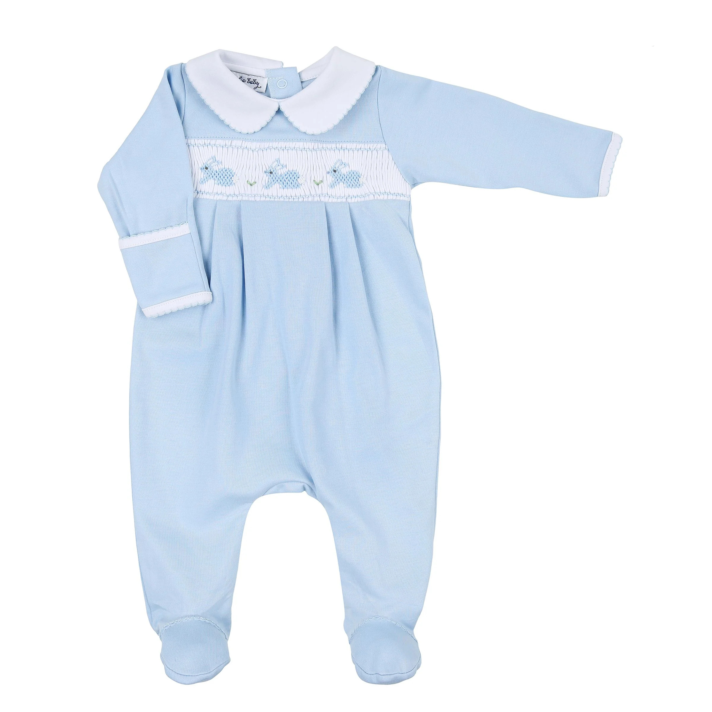 Magnolia Baby Pastel Bunny Classics Smocked Collared Boy Footie | JoJo Mommy