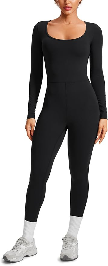 CRZ YOGA Butterluxe Long Sleeve Jumpsuits for Women Scoop Neck Casual Yoga One Piece 25" Leggings... | Amazon (US)