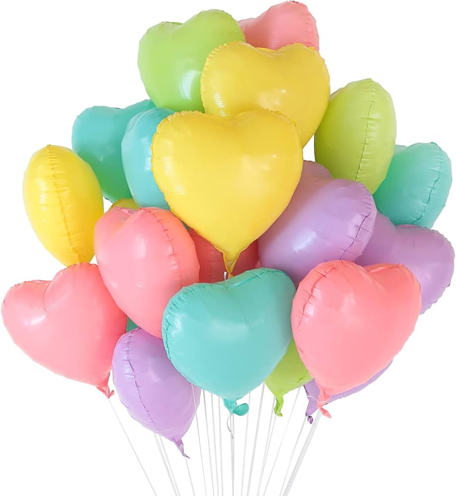 Golray 24pcs 18 Inch Heart Foil Balloons Love Red Colorful Mylar Balloon for Valentine Day Decora... | Amazon (US)