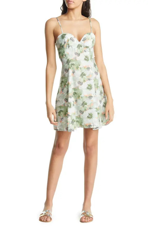 En Saison Lario Floral Print Minidress in Green at Nordstrom, Size Small | Nordstrom