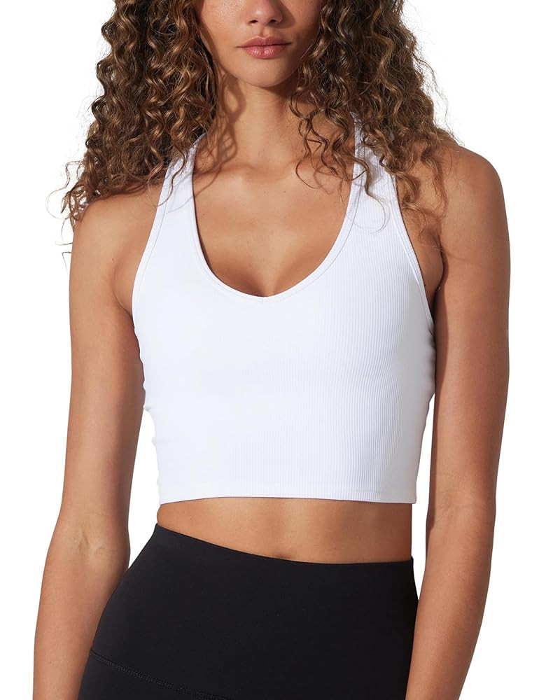90 Degree by Reflex Ribbed Racerback Built in Bra Top for Women | Amazon (US)