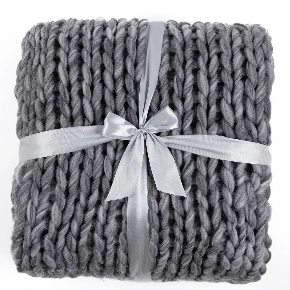 Silver One International Chunky Knitted Throw Blanket, Grey Blend, 50" x 60" | Walmart (US)
