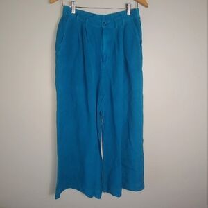 L NWOT Young Fabulous & Broke Blue Wide Leg Cropped Linen Blend Pants | Poshmark