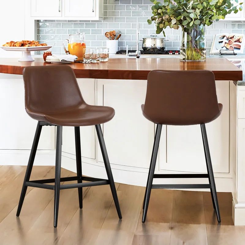 Macaire Upholstered Counter Stool with Metal Frame | Wayfair North America