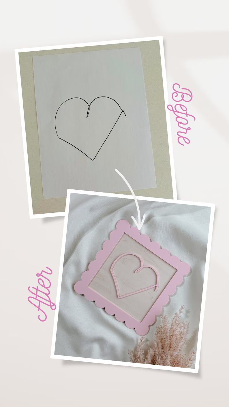 Valentines Day Sign Kids Drawing Sign Scalloped Heart Valentine Decor Bookshelf Decor Playroom Gi... | Etsy (US)