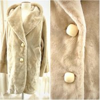 Long Off White Fur Coat, Hooded Teddy Bear Jacket, Vintage Faux Fur Women's Cozy Vegan Warm Coat For Winter | Etsy (US)