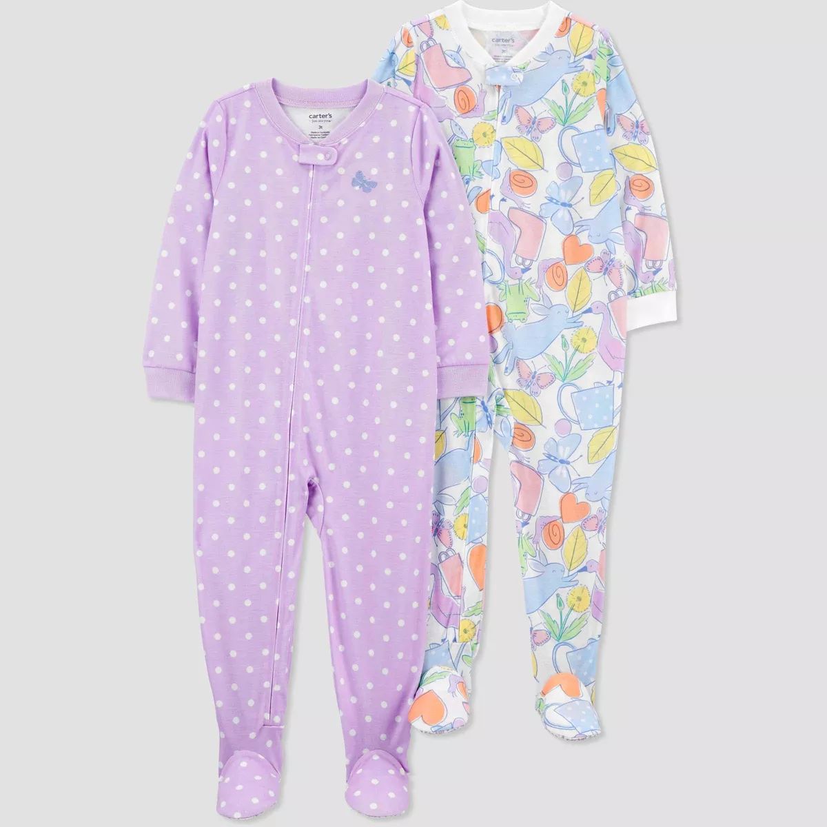Carter's Just One You® Toddler Girls' Polka Dots & Floral Printed Footed Pajamas - Purple/White | Target