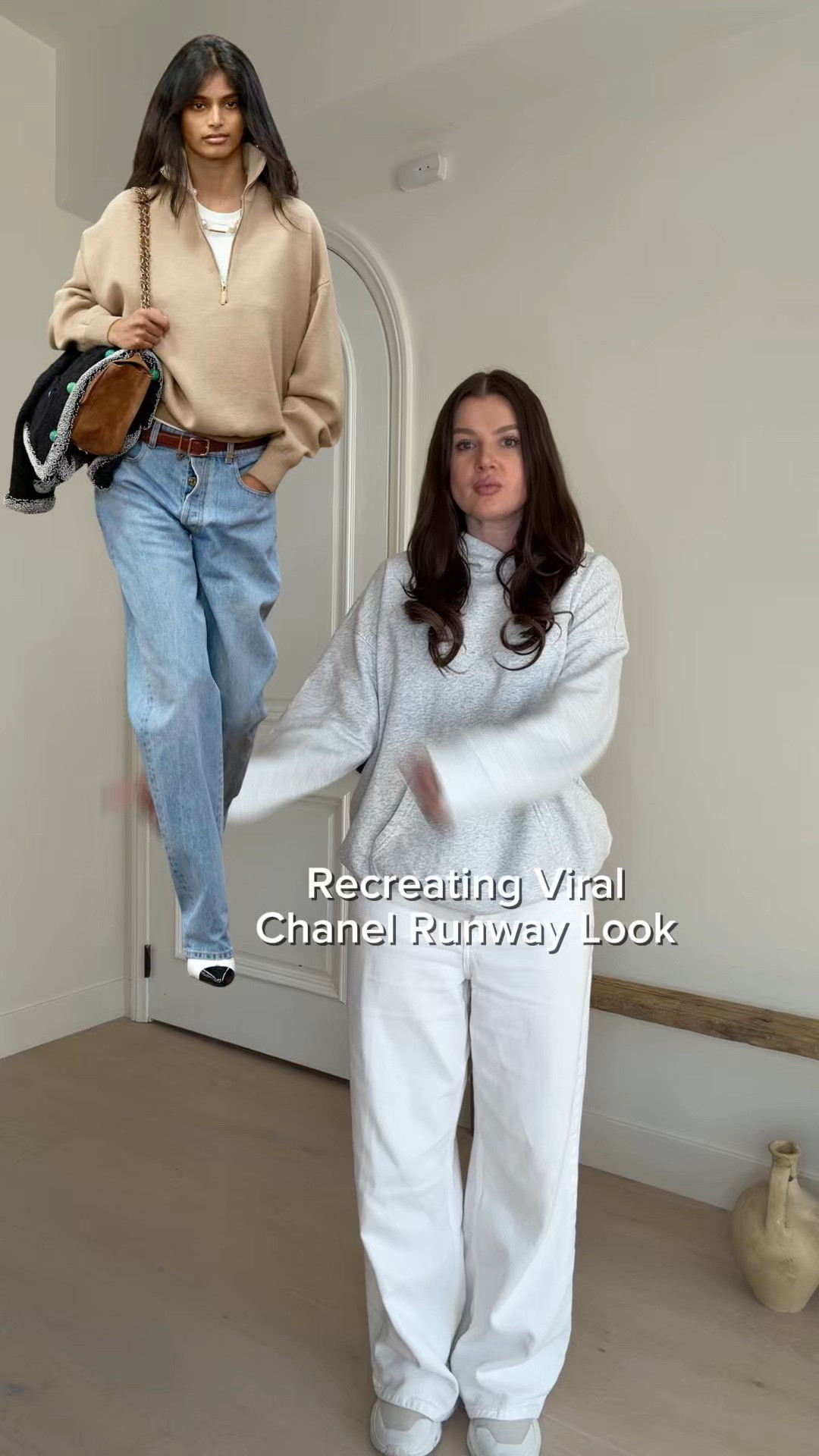 Viral Chanel Runway Fall Outfit. Styling a quarter-zip sweater with low rise straight leg pants, suede tote, classic Chanel style pumps and some gold jewelry with pearls. Great casual outfit for work or daily errands  in the fall. 
#casualoutfit #falloutfit #sweater #chanel

#LTKootd #LTKSeasonal #LTKWorkwear