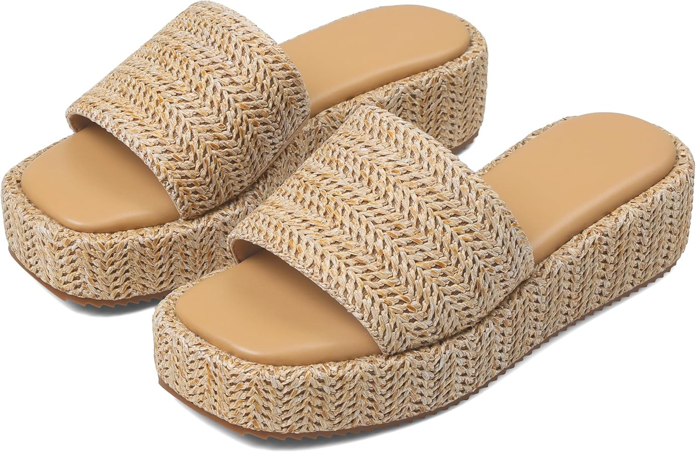 Platform Sandals Women Cute Summer Wedge Espadrilles - Beach, Raffia, Slides Sandal, Comfortable,... | Amazon (US)