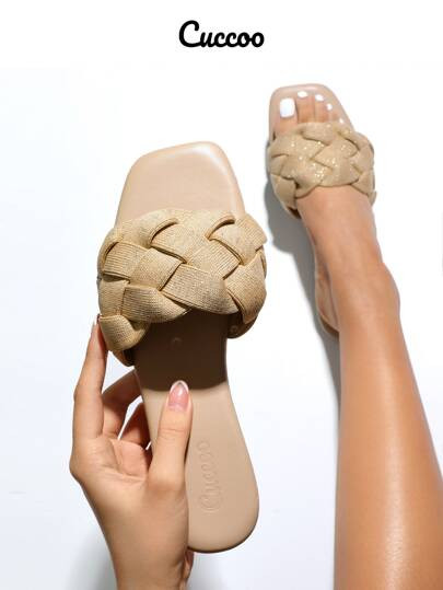 Cuccoo Braided Detail Slide Sandals | SHEIN
