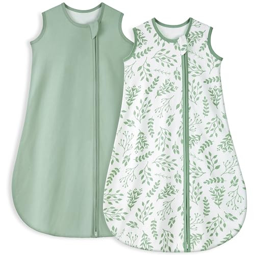 Yoofoss Baby Sleep Sack 6-12 Months TOG 1.0 Baby Wearable Blanket, 2 Pack 100% Cotton Infant Toddler Sleeping Sack 2-Way Zipper Lightweight Sleep Sack | Amazon (US)