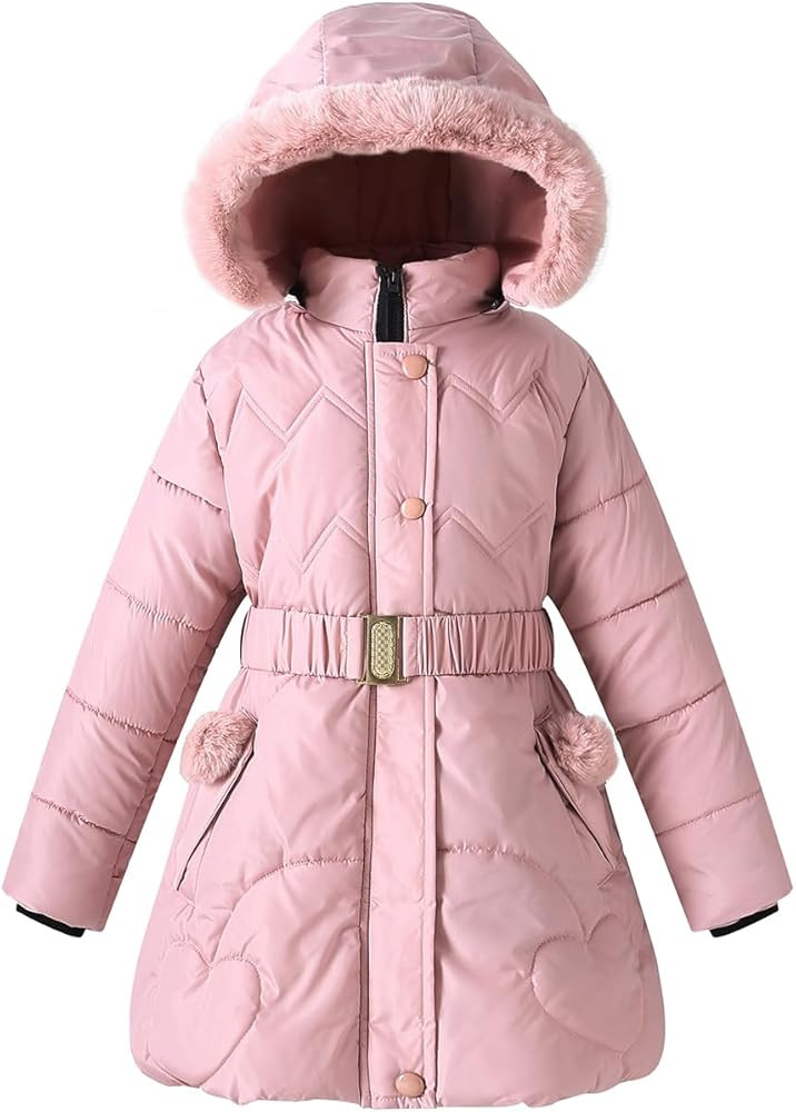 Girl Winter Dress Coats Hooded Fleece Jacket Warm Outwear Waterproof Heavy Parka | Amazon (US)