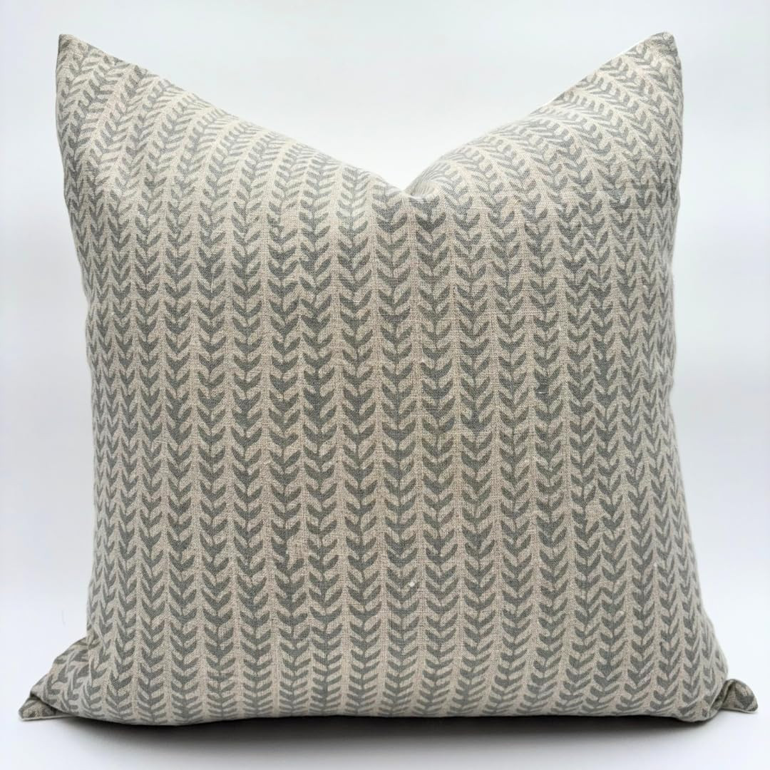 Decorative Pillow Cover French Country Pillow Cover Cottage Decor Floral Block Print, Farmhouse D... | Amazon (US)