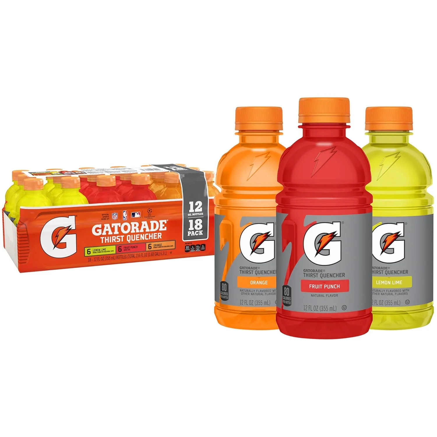 Gatorade Sports Drinks, Lemon Lime/Orange/Fruit Punch Variety Pack, 12 fl oz, 18 Count Bottles | Walmart (US)
