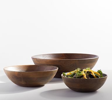 Chateau Handcrafted Acacia Wood Salad Bowls | Pottery Barn (US)