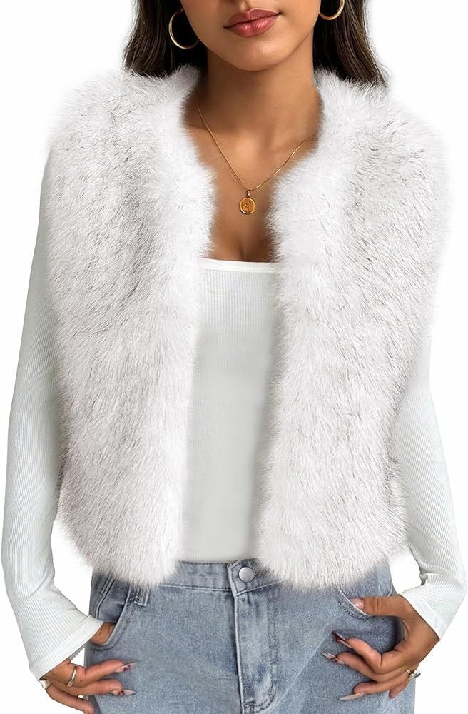 BTFBM Faux Fur Vest Women Fall Fashion 2025 Sleeveless Fuzzy Jacket Fluffy Coats Winter Clothing ... | Amazon (US)