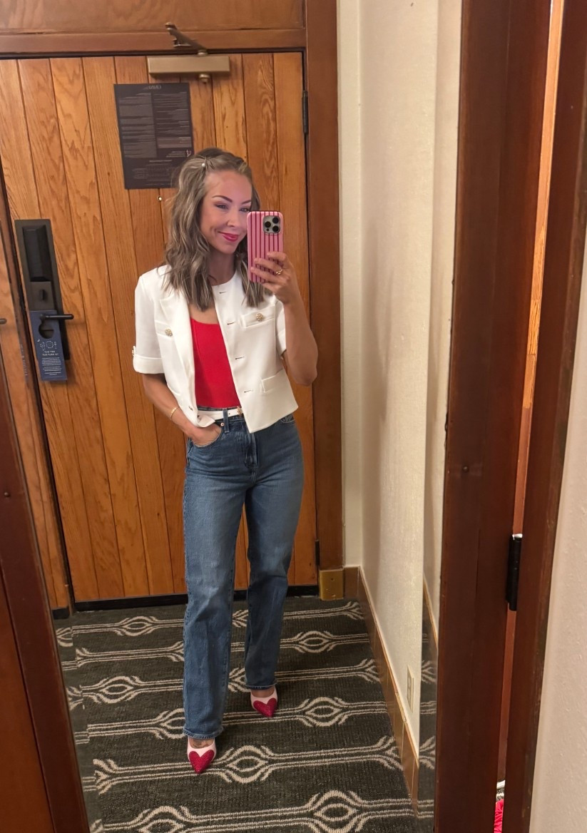 YES- I wore a swimsuit under my jacket 🤣🫣🤣❤️✨ This jacket is a staple for me. These shoes- timeless. And the pants A+++ 

#LTKdayinmylife #LTKValentine