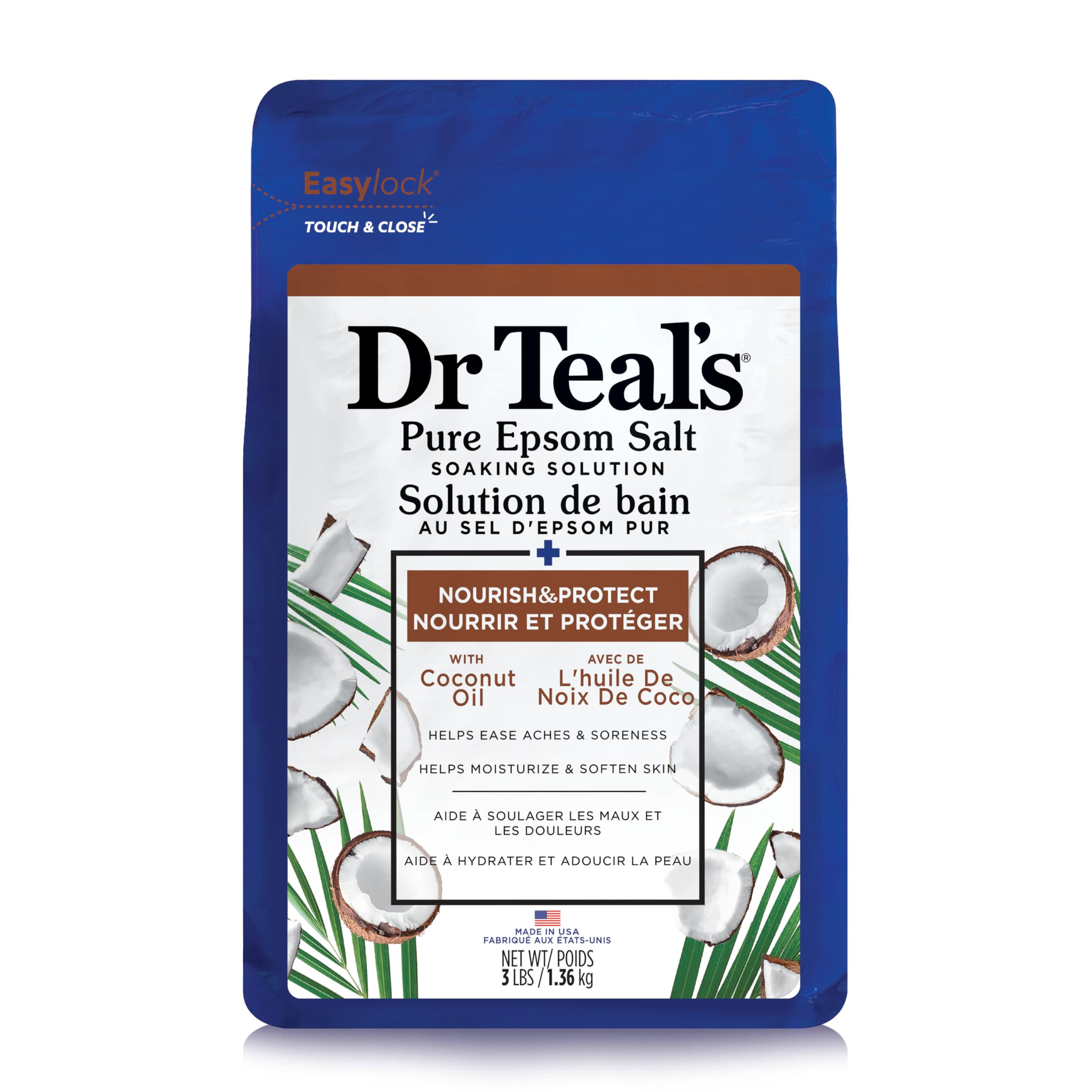 Dr Teal's Salt Soak with Pure Epsom Salt, Nourish & Protect with Coconut Oil, 3 lbs | Amazon (US)