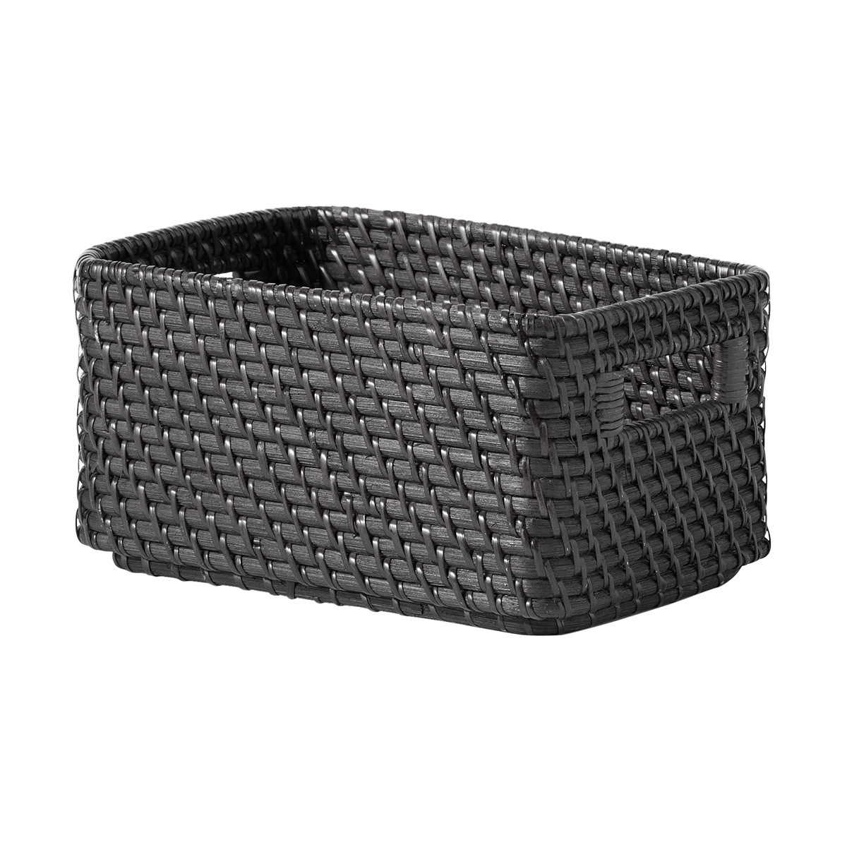 Marie Kondo Small Ori Curved Rattan Bin Ink Black | The Container Store