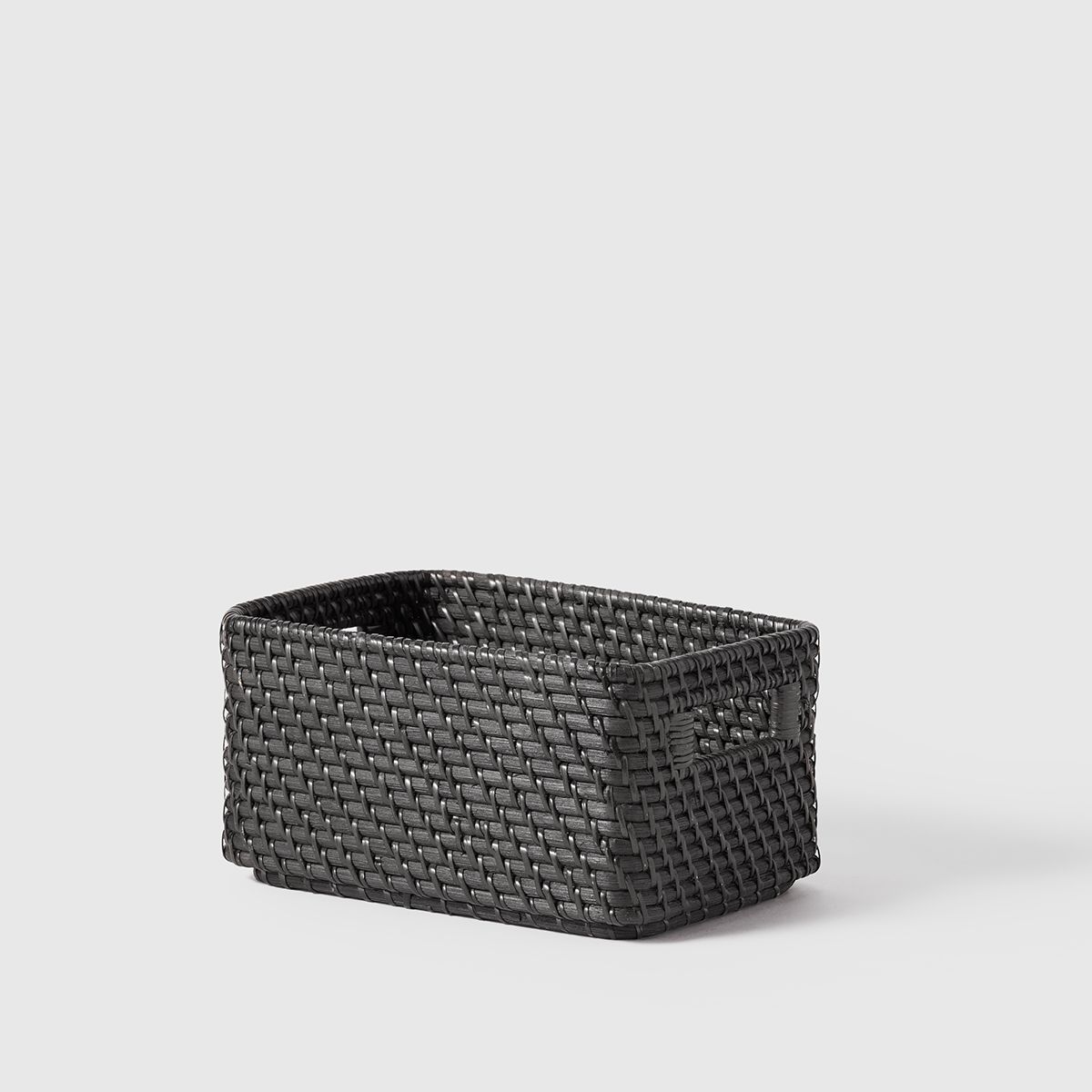 Marie Kondo Small Ori Curved Rattan Bin Ink Black | The Container Store