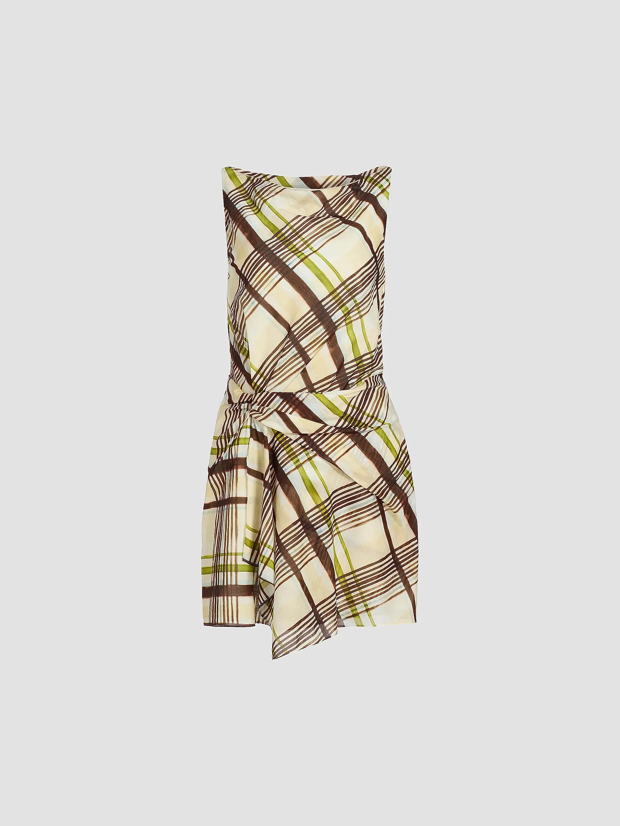 Dea Plaid Gathered Cotton Minidress | Saks Fifth Avenue