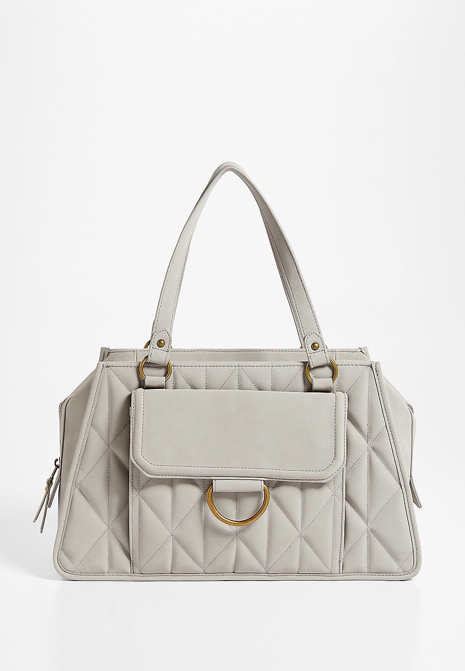 Light Gray Quilted Satchel Bag | Maurices