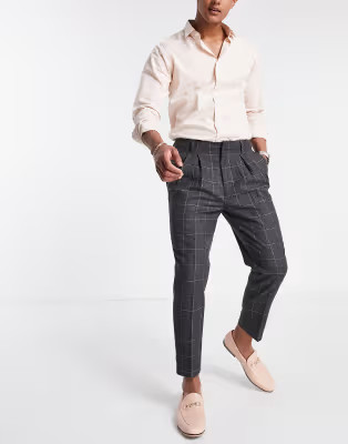 ASOS DESIGN tapered smart pants in wool mix check | ASOS | ASOS (Global)