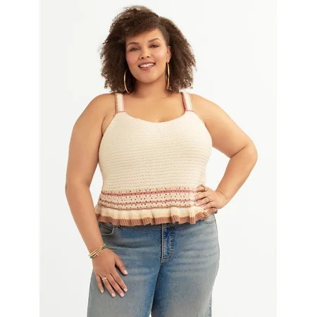 Jessica Simpson Women's and Women's Plus Saoirse Crochet Tank, Sizes XS-4X | Walmart (US)
