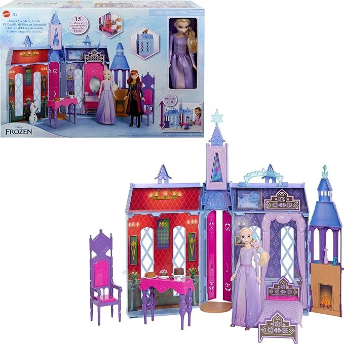 Mattel Disney Frozen Arendelle Doll-House Castle (2+ Ft) with Elsa Fashion Doll, 4 Play Areas, an... | Amazon (US)