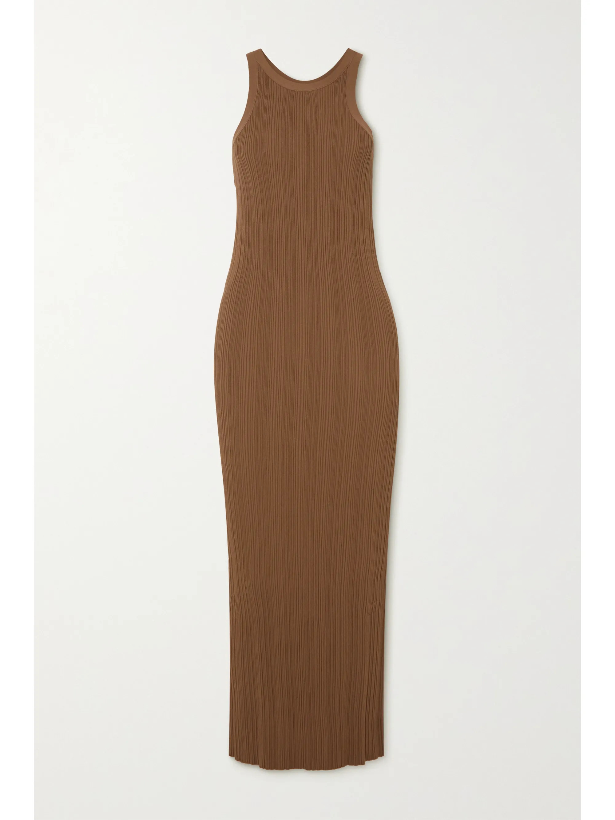 Brown Ribbed jersey midi dress | Totême | NET-A-PORTER | NET-A-PORTER (UK & EU)