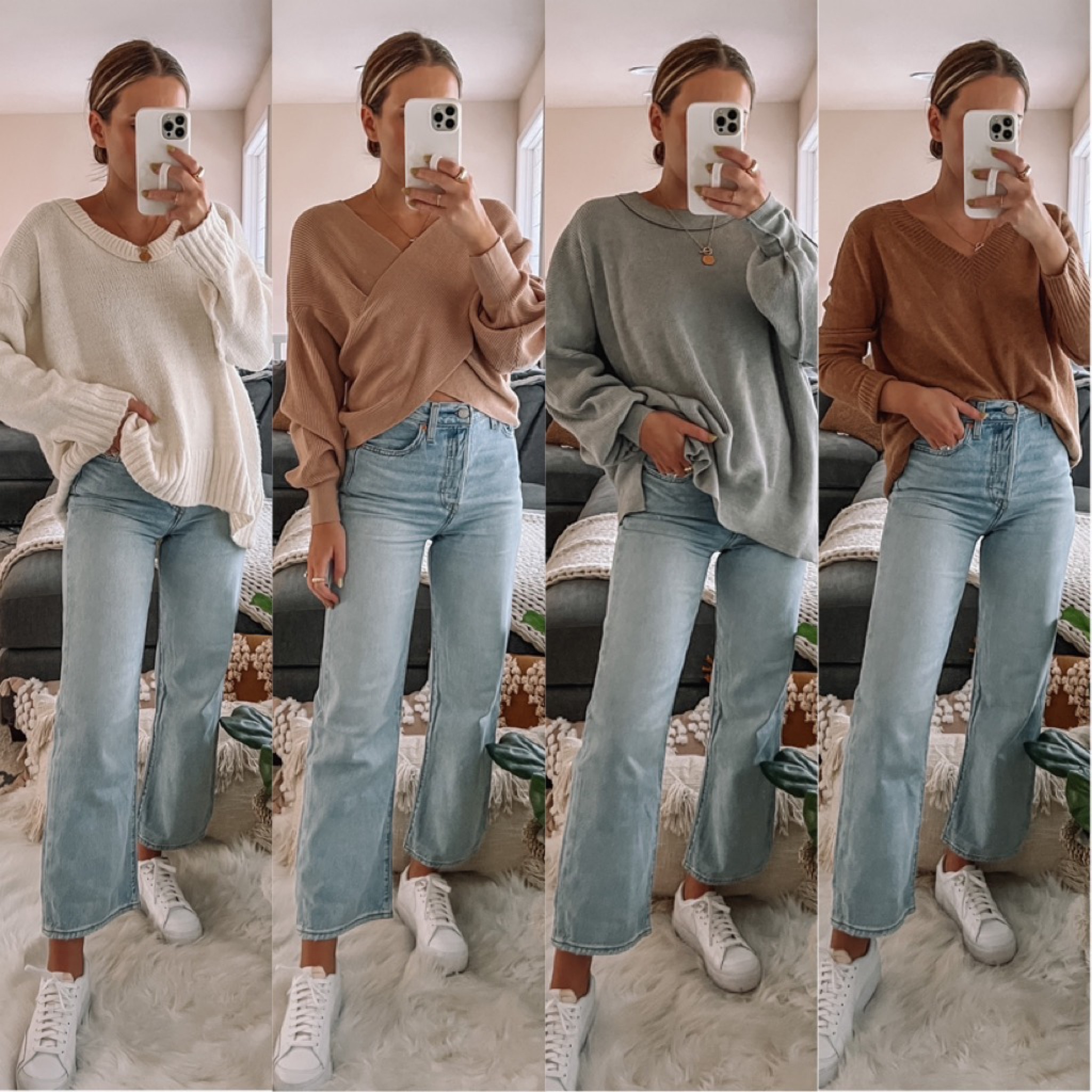 Amazon sweaters✨ Wearing small in all except gray (sized up to a medium) and size 25 denim 

#LTKstyletip #LTKunder50