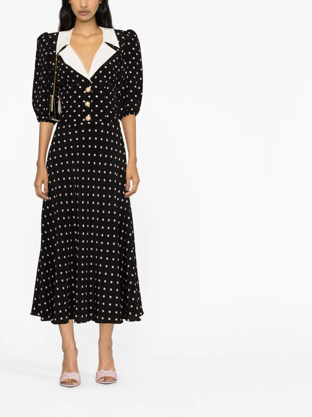 Alessandra Rich polka-dot Silk Midi Dress - Farfetch | Farfetch Global
